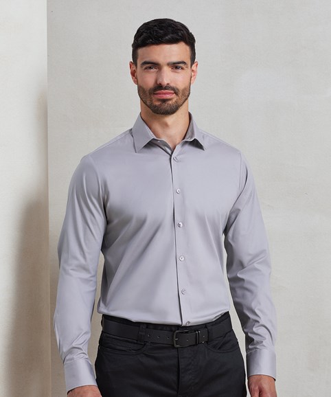 [2426244-Zwart-XS] BASIC STRETCH HEREN OVERHEMD KH (XS, Black)